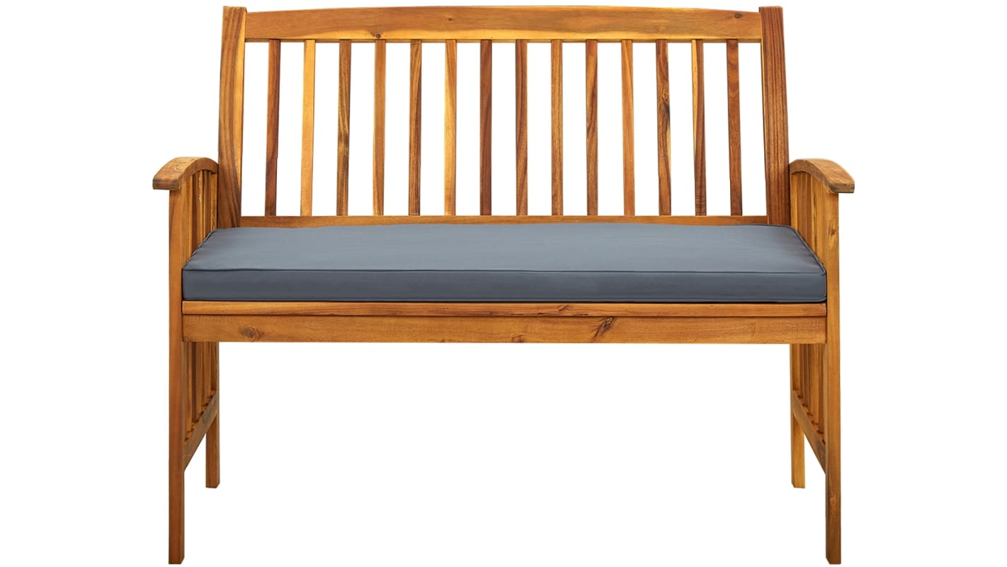vidaXL Solid Acacia Wood Garden Bench with Cushions - 119cm