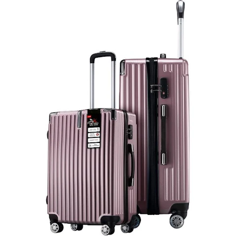Buon Viaggio 2 Piece Carry-on Spinner Lightweight Hard Shell TSA Lock Luggage Suitcase Set - Rose Gold