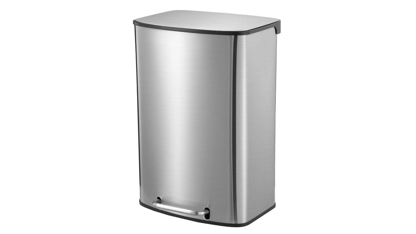 Maxkon Stainless Steel Rectangular Pedal Garbage Bin Soft Closing Lid - 50 Litre