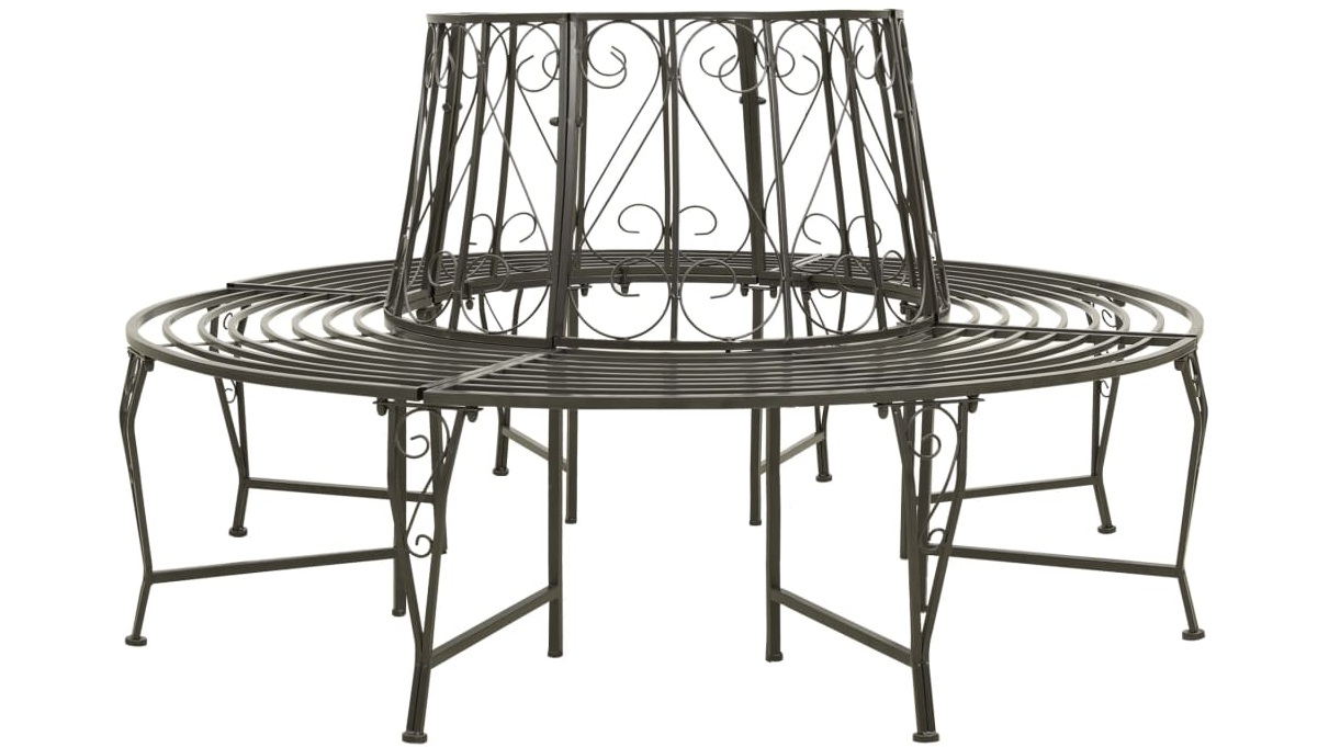 vidaXL Steel Garden Half Round Tree Bench