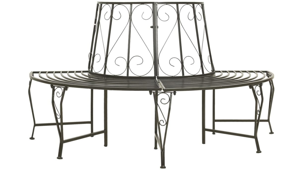 vidaXL Steel Garden Half Round Tree Bench - 160cm