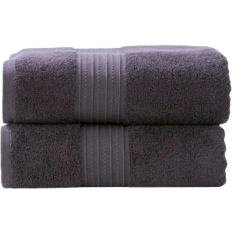 Renee Taylor Pack of 2 Brentwood 650gsm Low Twist Bath Towel - Carbon