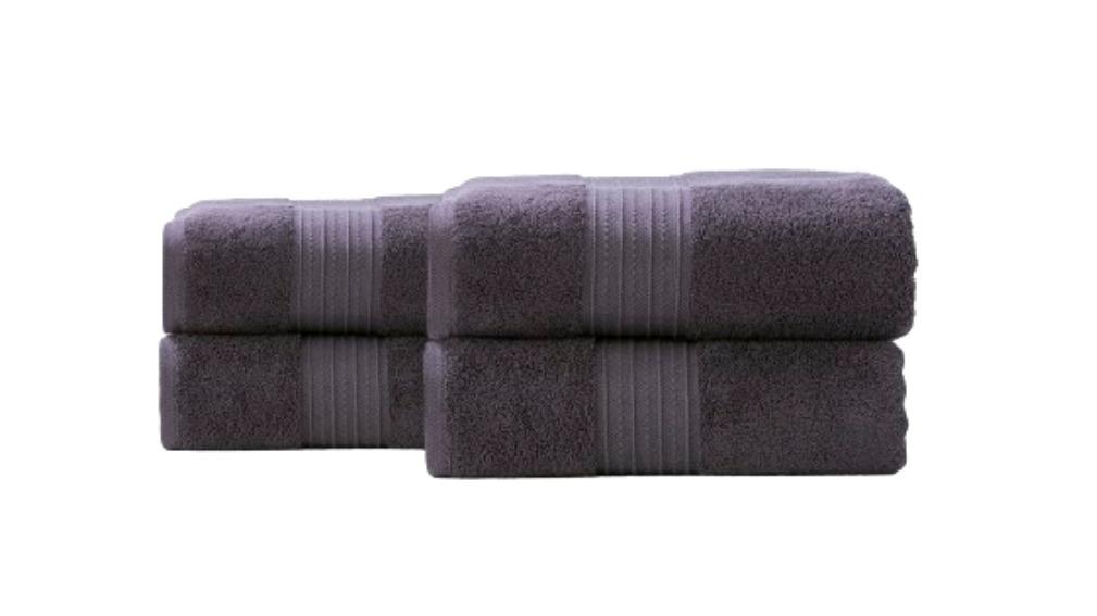 Renee Taylor Pack of 4 Brentwood 650gsm Low Twist Bath Towel - Carbon