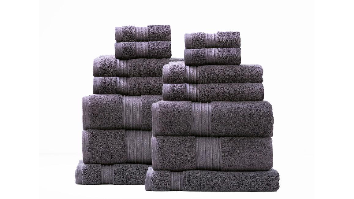 Renee Taylor 14 Piece Brentwood 650gsm Low Twist Towel - Carbon