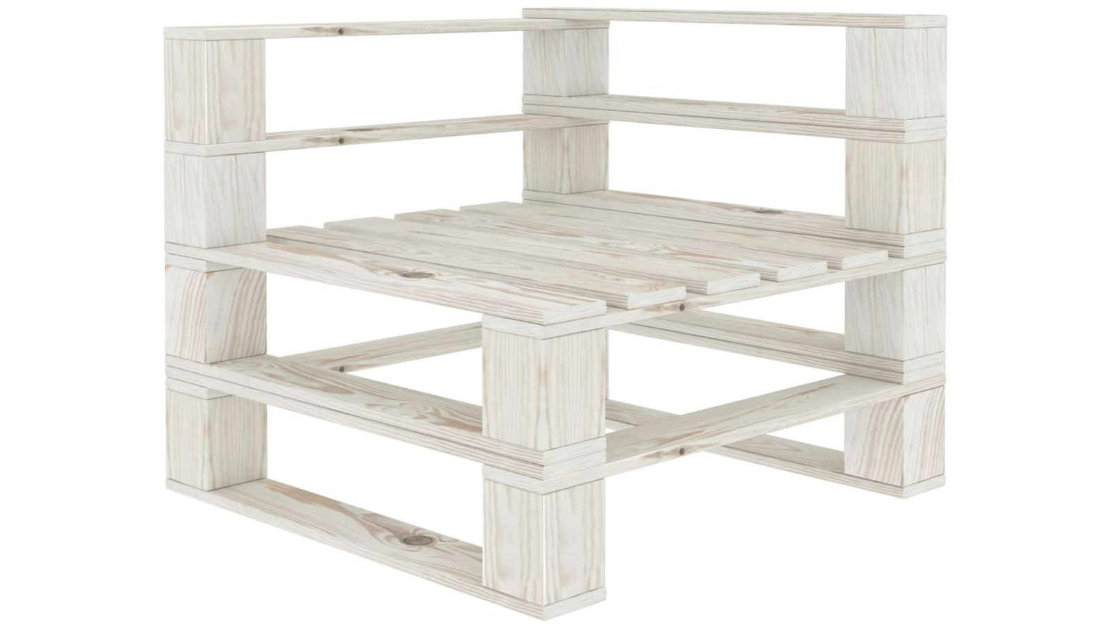 vidaXL Garden Pallet Corner Sofa Wood - White