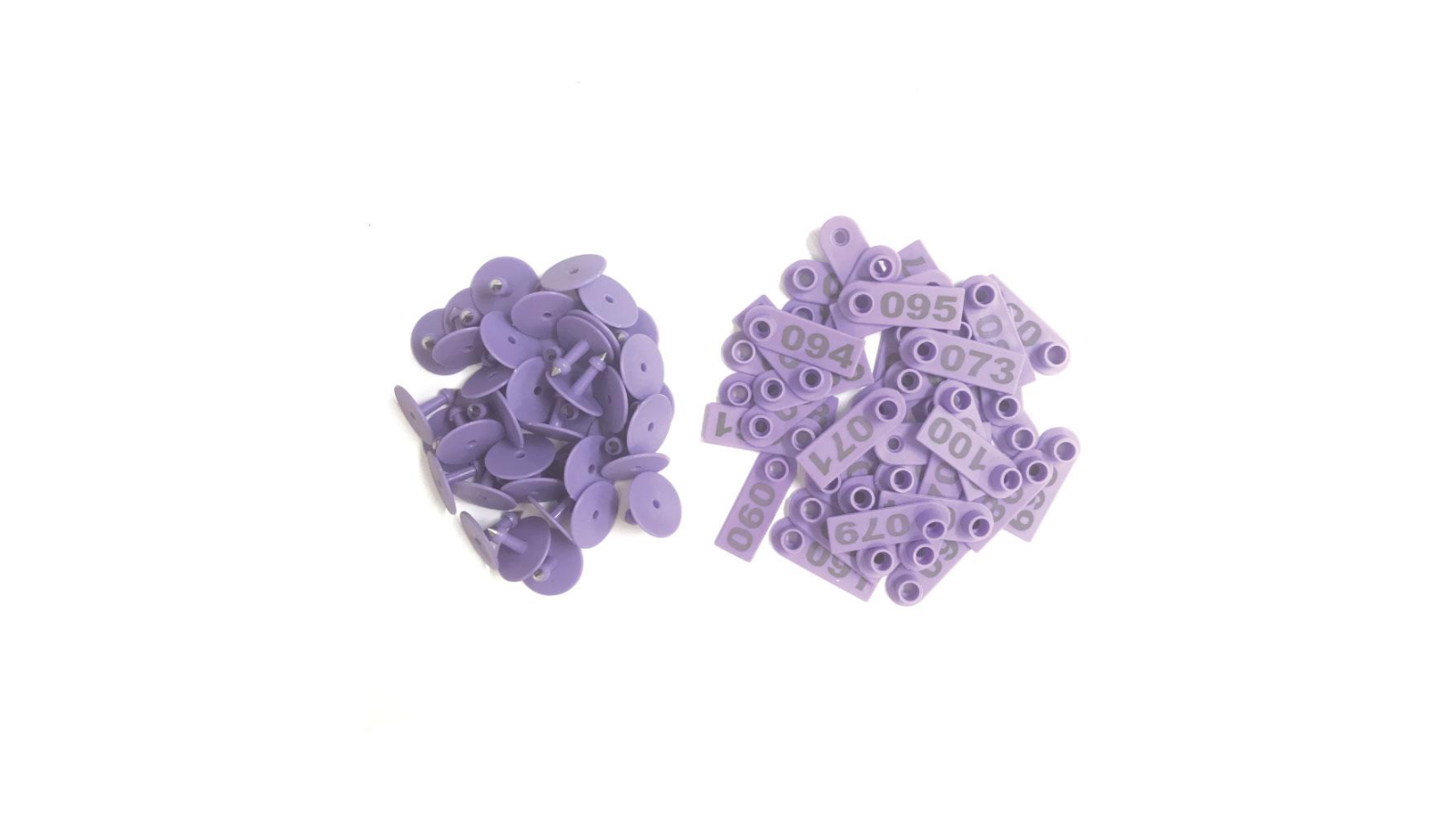 Rooster Farms Purple 1-100 Cattle Number Ear Tags - 5 x 2cm