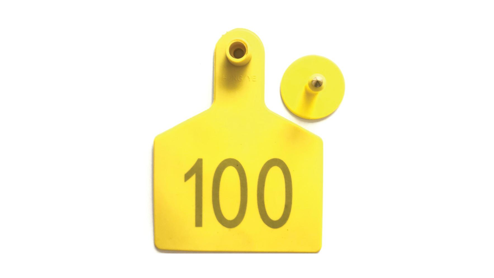 Rooster Farms Yellow 1-100 Cattle Number Ear Tags Set - 7.5 x 10cm