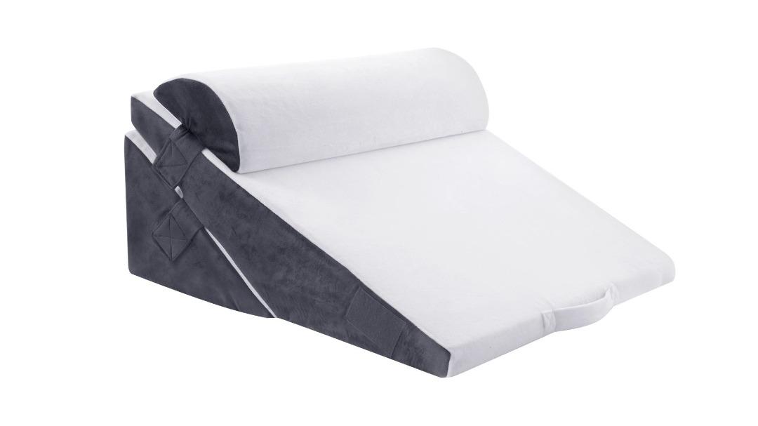 Luxdream Piece Velvet Fabric Bed Wedge Pillow Set Grey