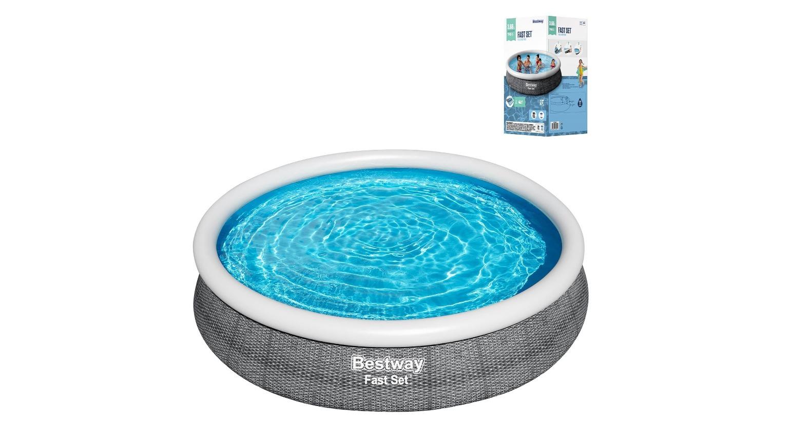 Bestway Round Rattan Outdoor Inflatable Above Ground Swimming Pool - 3. ...