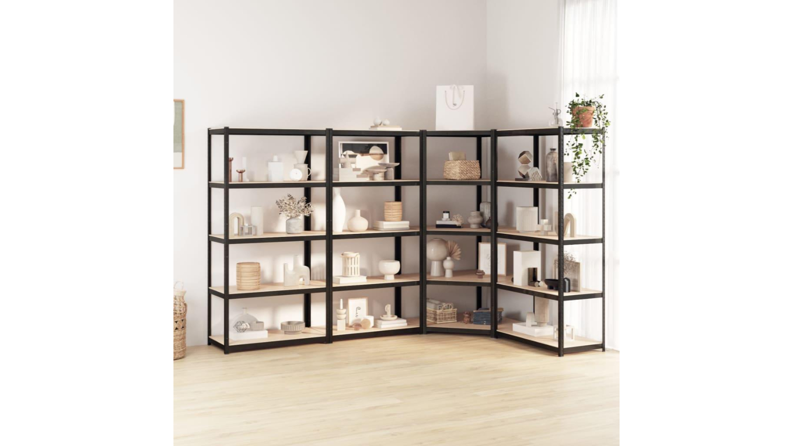 vidaXL Anthracite 90 x 90 x 180cm 5-Layer Shelve - 4 Piece | Harvey Norman