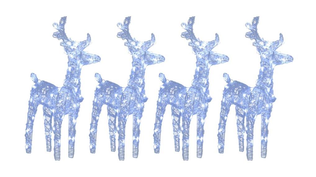 vidaXL 4 Piece Christmas Reindeers 160 LEDs Acrylic - Cold White