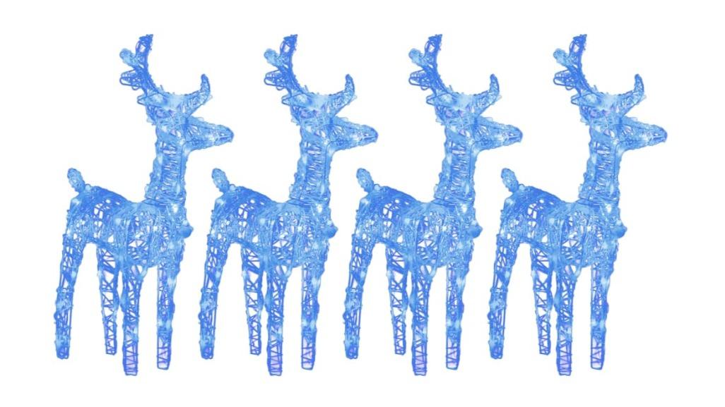 vidaXL 4 Piece Christmas Reindeers 160 LEDs Acrylic - Blue