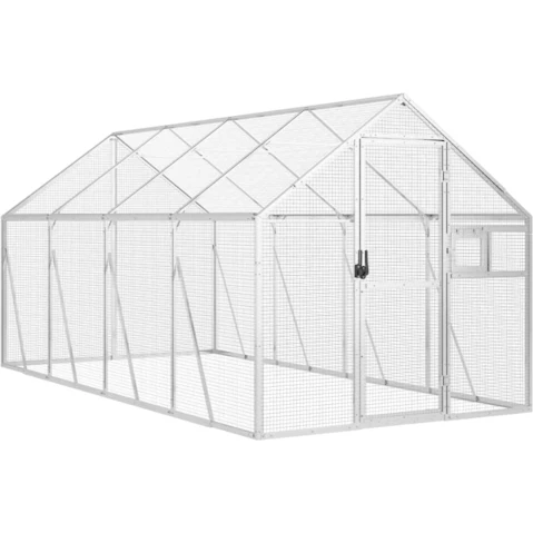 vidaXL Silver Aluminium Aviary - 179 x 200 x 185cm