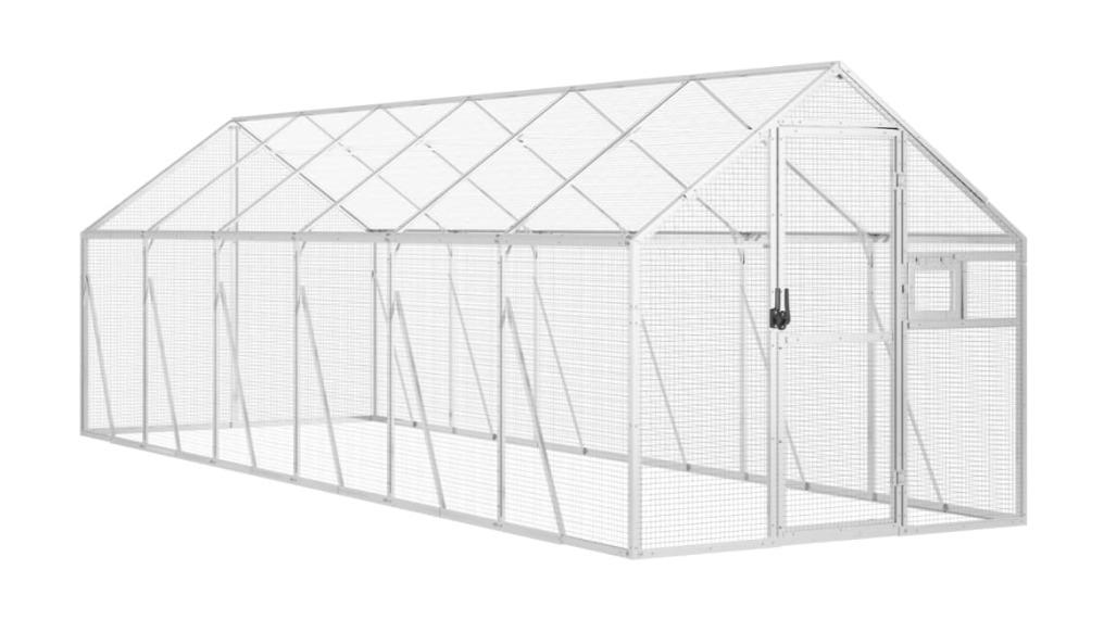 vidaXL Silver Aluminium Aviary - 179 x 600 x 185cm