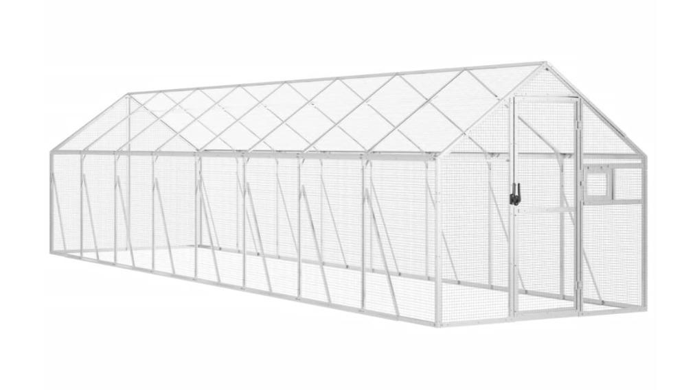 vidaXL Silver Aluminium Aviary - 179 x 800 x 185cm