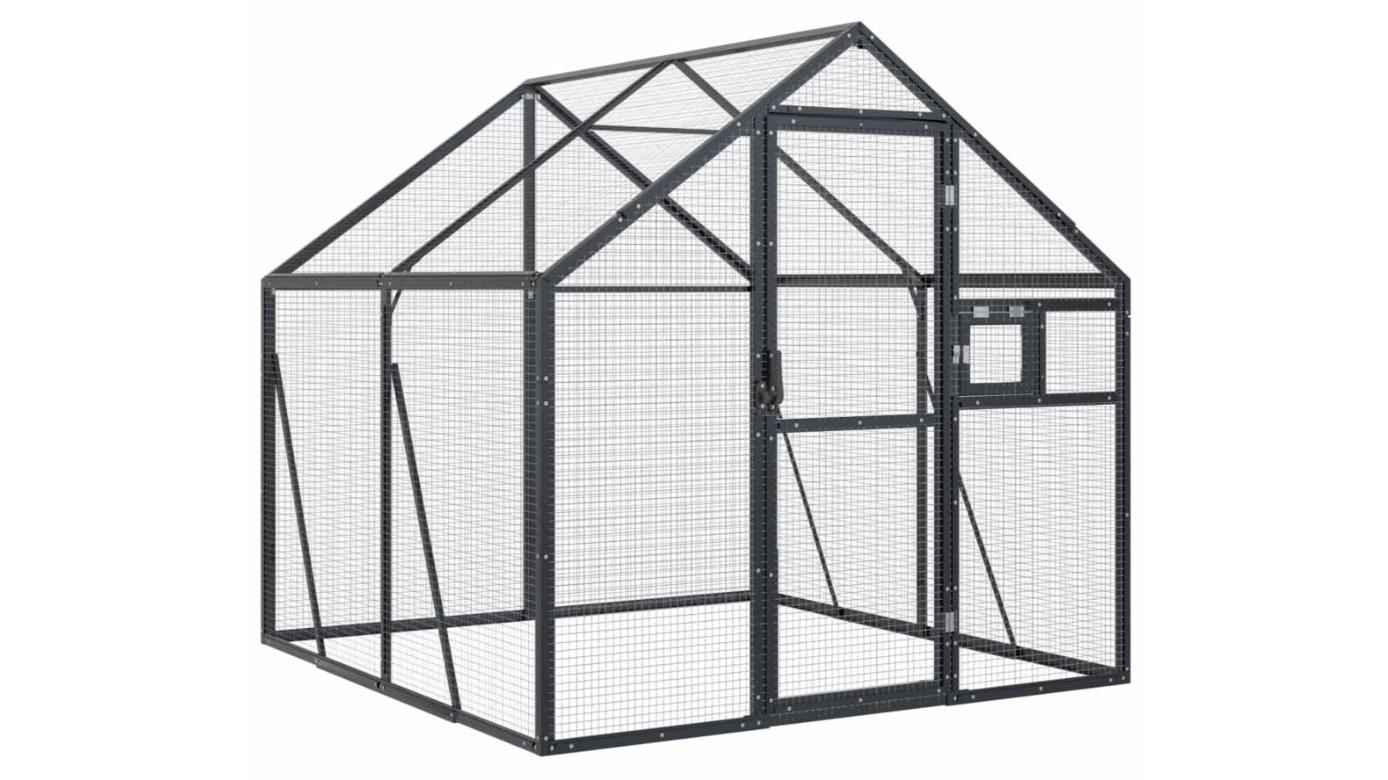 vidaXL Anthracite Aluminium Aviary - 179 x 200 x 185cm
