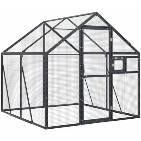 vidaXL Anthracite Aluminium Aviary - 179 x 200 x 185cm
