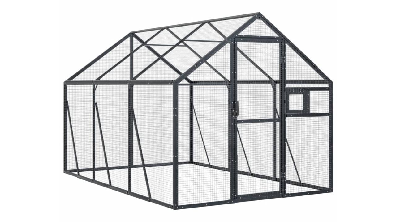 vidaXL Anthracite Aluminium Aviary - 179 x 300x 185cm
