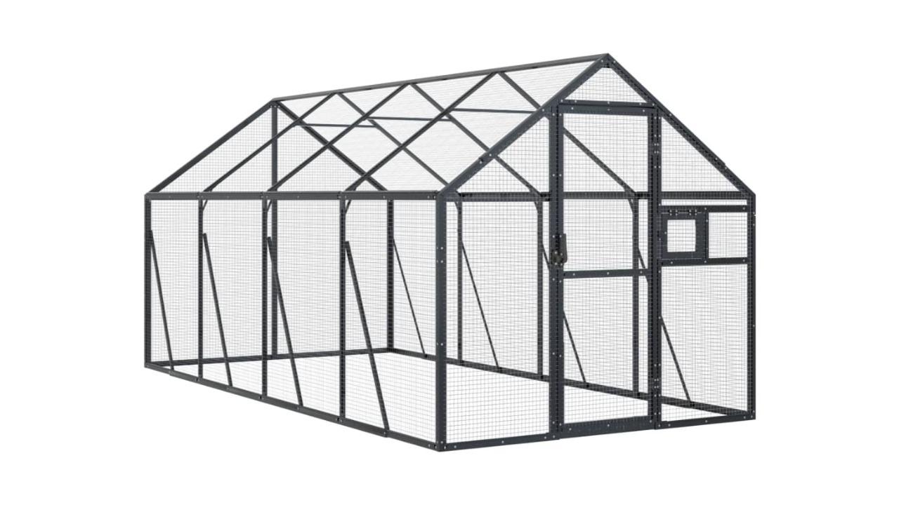 vidaXL Anthracite Aluminium Aviary - 179 x 400 x 185cm