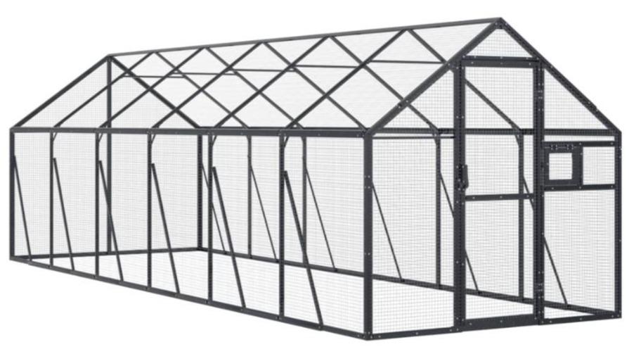 vidaXL Anthracite Aluminium Aviary - 179 x 600 x 185cm