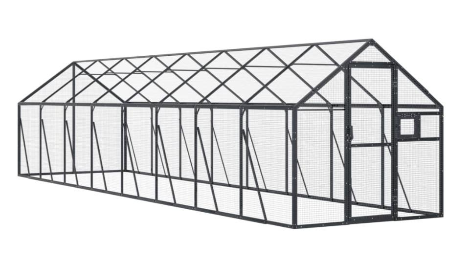 vidaXL Anthracite Aluminium Aviary - 179 x 800 x 185cm
