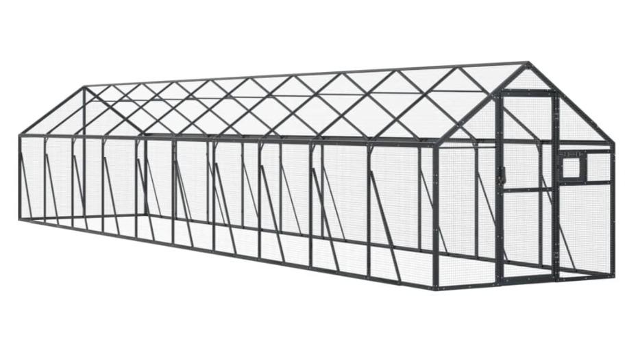 vidaXL Anthracite Aluminium Aviary - 179 x 1000 x 185cm