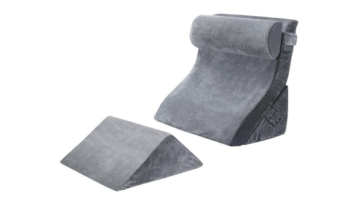 Luxdream 4 Piece Velvet Fabric Adjustable Triangular Cushion Memory Foam Bed Wedge Pillow Set