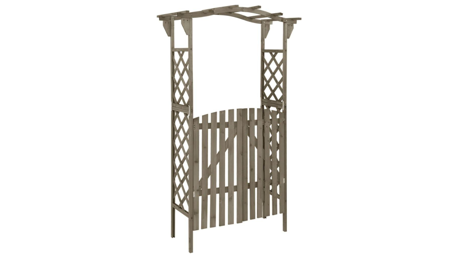 vidaXL 116 x 40 x 204cm Solid Firwood Pergola with Gate - Grey
