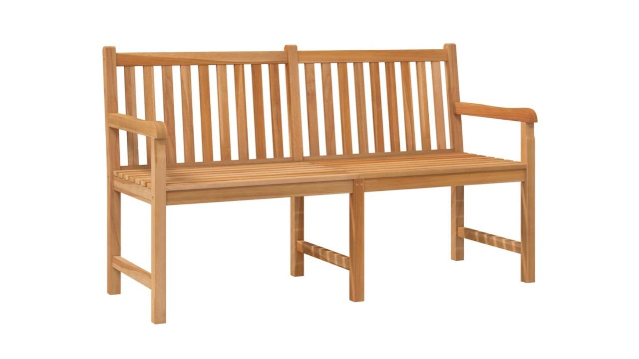 vidaXL 150cm Solid Teak Wood Garden Bench