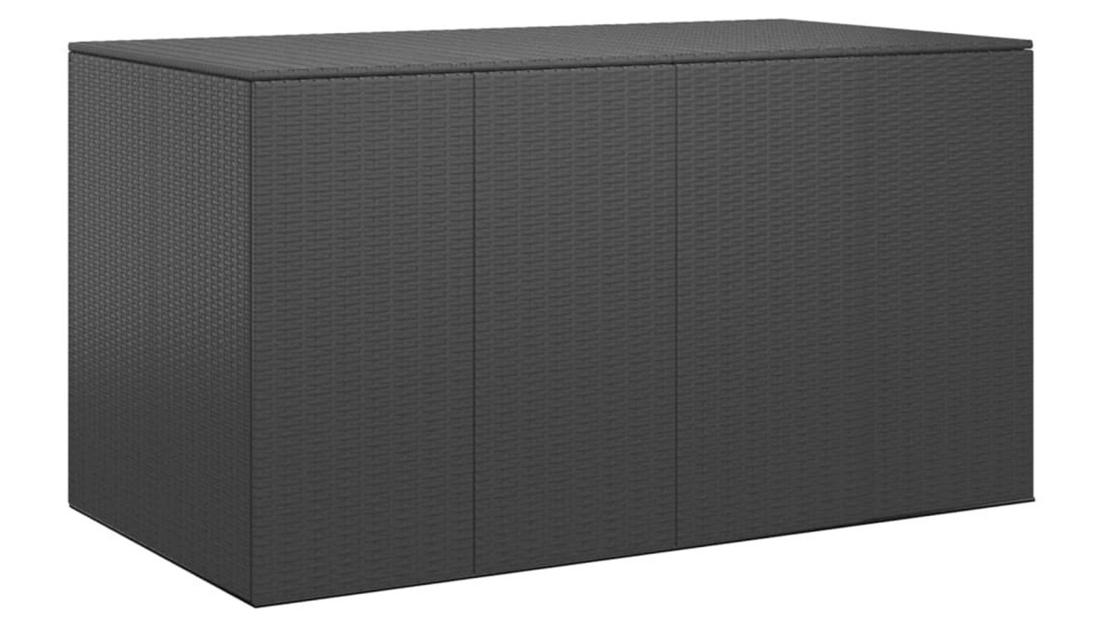 vidaXL PE Rattan 194 x 100 x 103cm Black Garden Cushion Box