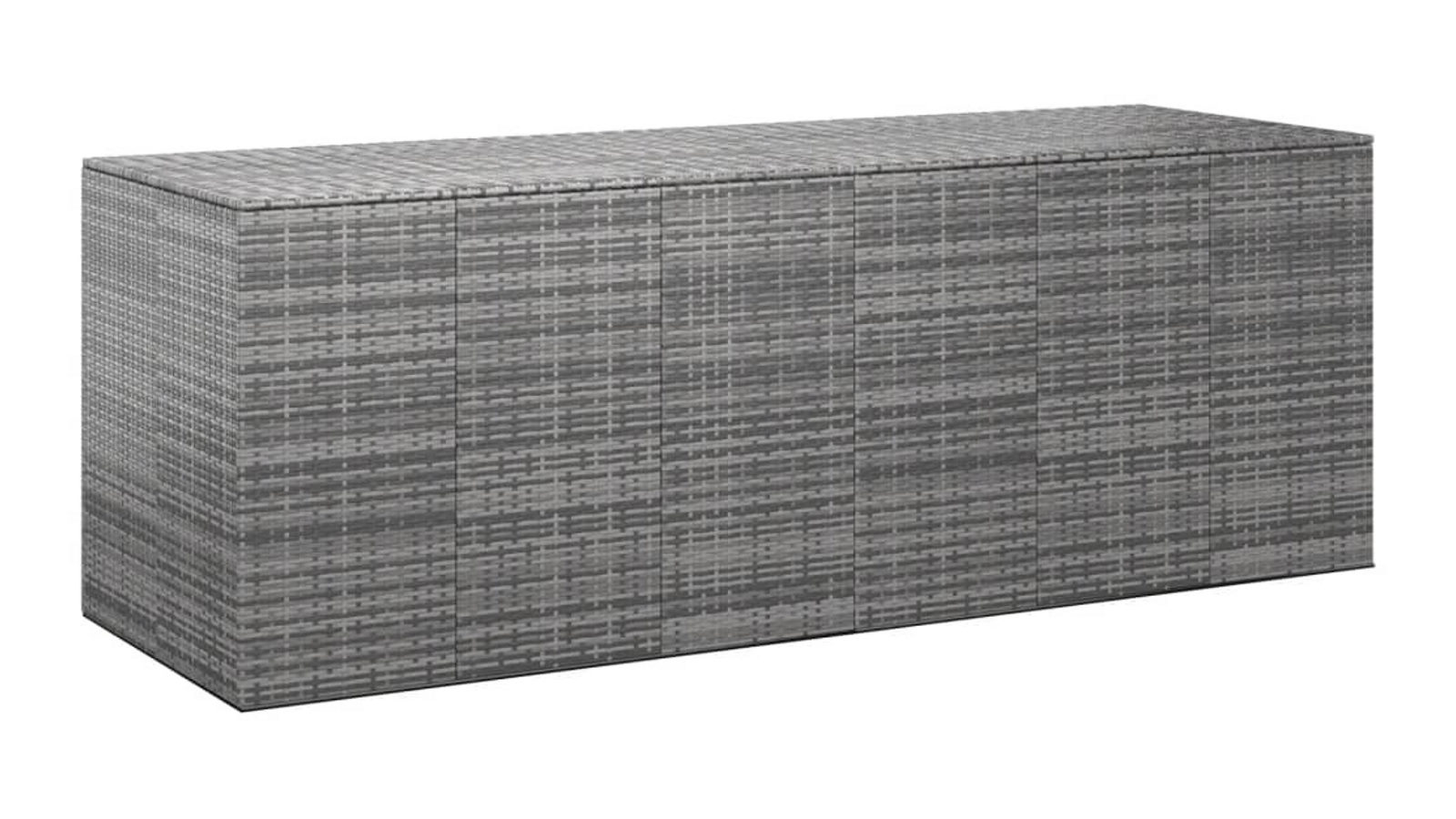 vidaXL PE Rattan 291 x 100.5 x 104cm Grey Garden Cushion Box