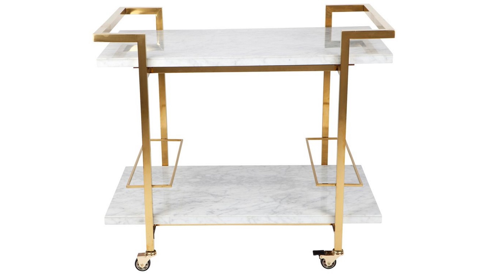 Cafe Lighting & Living Franklin White Marble Bar Cart - Gold
