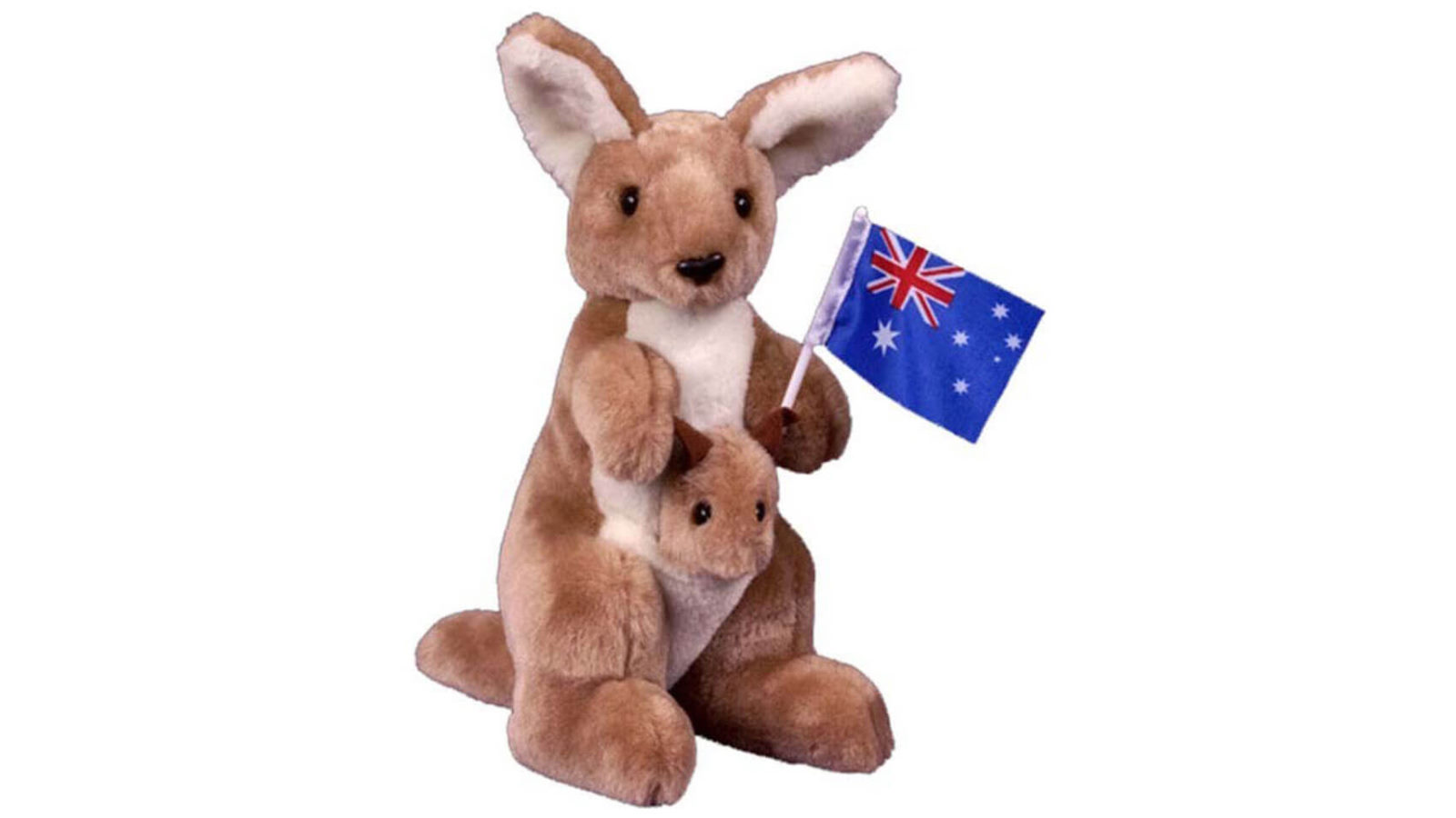 Jumbuck 26cm Kangaroo with Joey & Flag Plush Toy