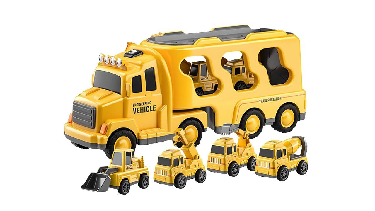 5-In1 Toddler Construction Model Friction Power Carrier Drill Kids Truck Toy Car Set