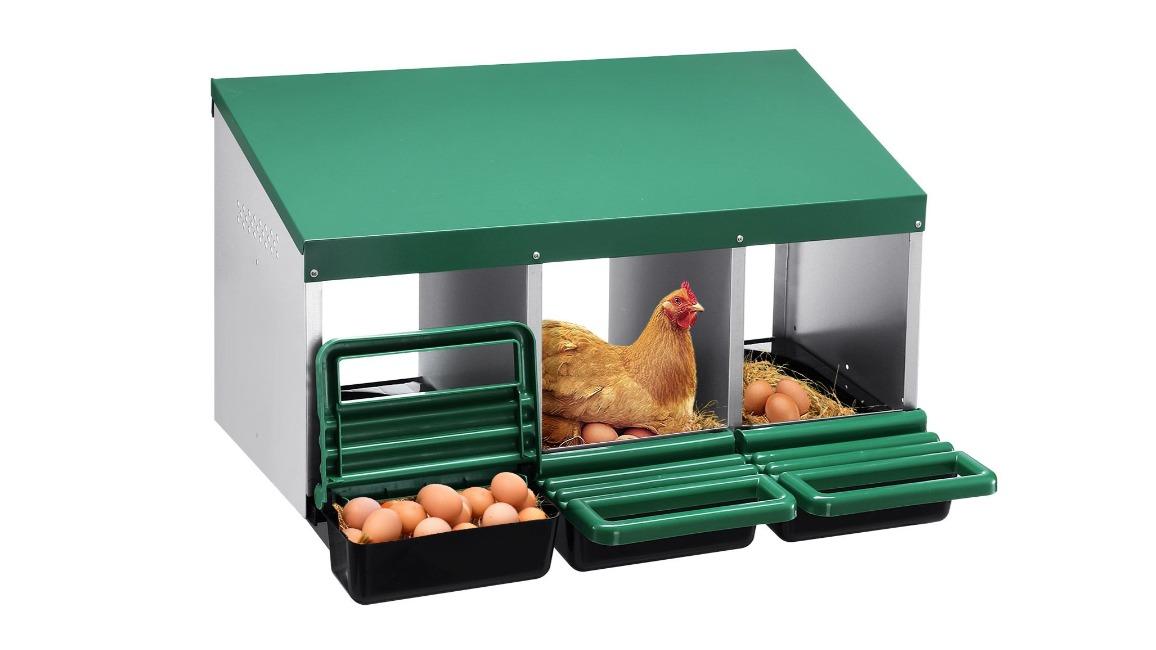 Pet Scene 3 Hole Galvanised Steel Plastic with Vents Lid Chicken Nesting Coop