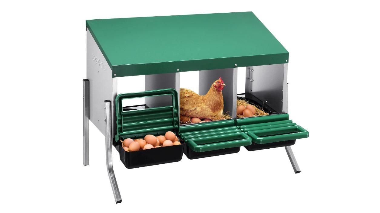 Pet Scene 3 Hole Galvanised Steel Plastic with Stand Poultry Egg Nest Brooder Coop