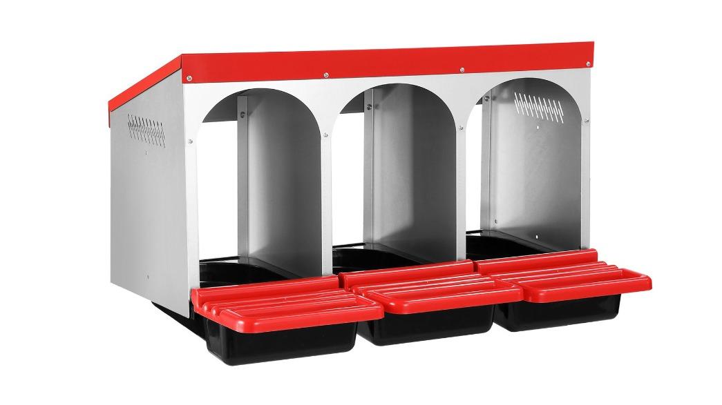 Pet Scene 3 Hole Galvanised Steel Plastic with Vents Lid Roll Away Chicken Nesting Box