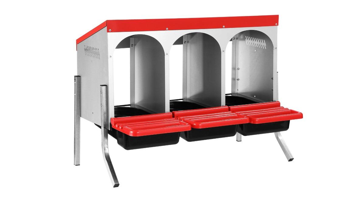 Pet Scene 3 Hole Galvanised Steel Plastic with Stand Roll Away Chicken Nesting Box