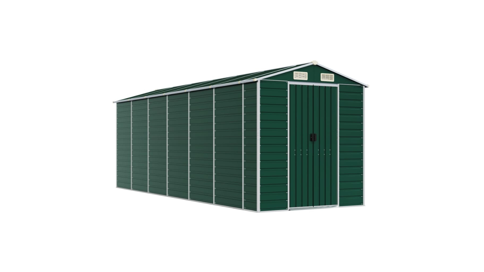 vidaXL Galvanised Steel Green Garden Shed - 191 x 640 x 198cm