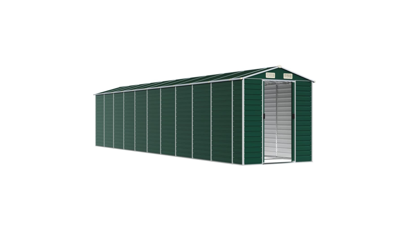 vidaXL Green Galvanised Steel Garden Shed - 191 x 895 x 198cm