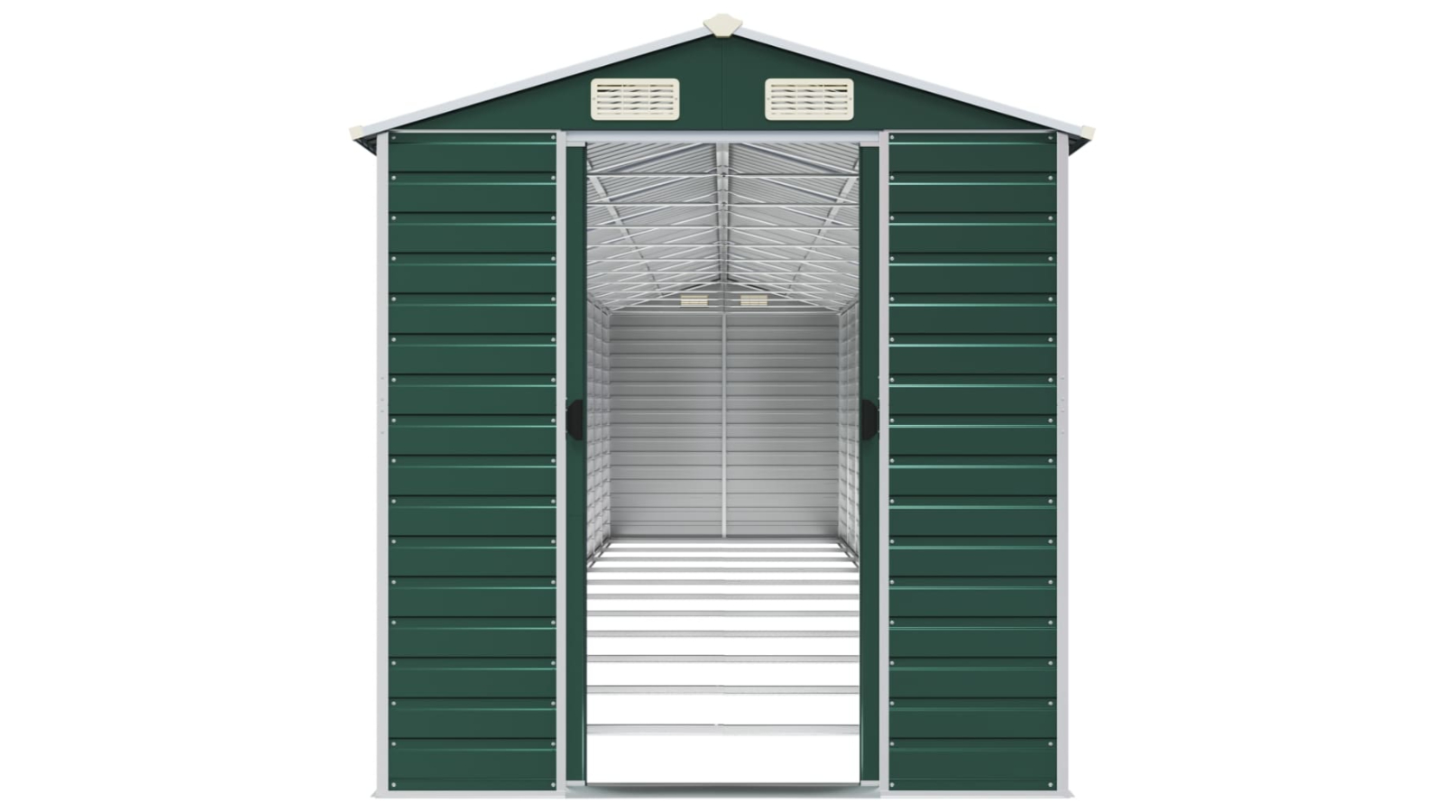 vidaXL Green Galvanised Steel Garden Shed - 191 x 980 x 198cm