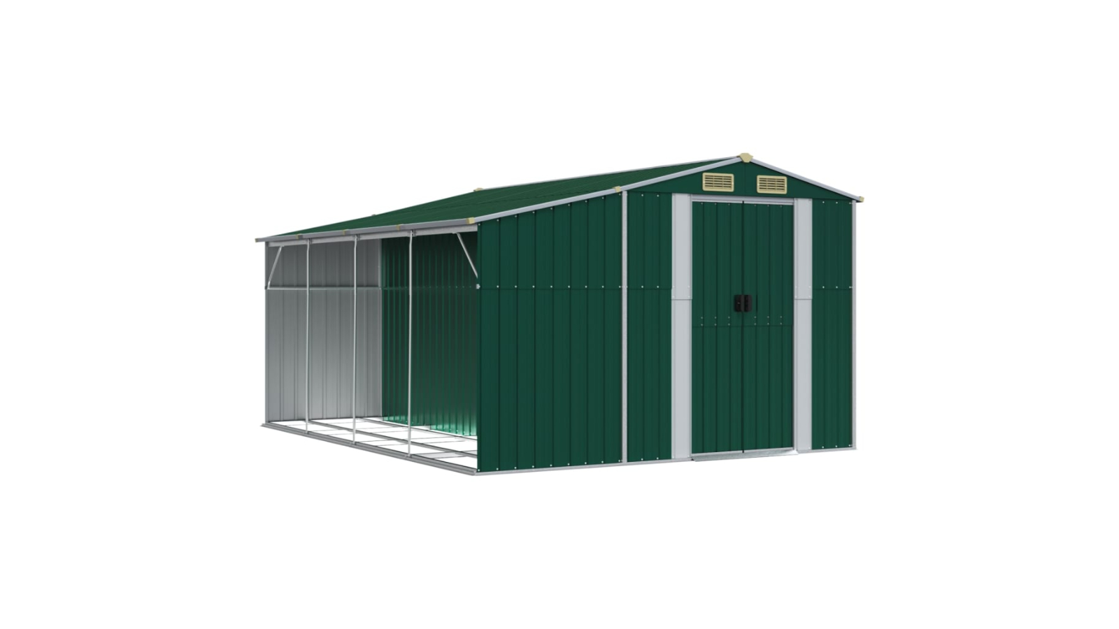 vidaXL Galvanised Steel 277 x 365.5 x 179 Garden Shed - Green