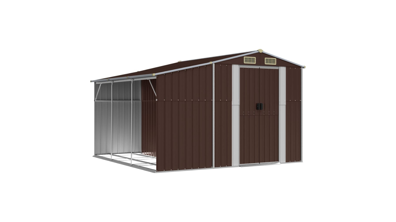vidaXL Galvanised Steel 277 x 279 x 179cm Garden Shed - Brown