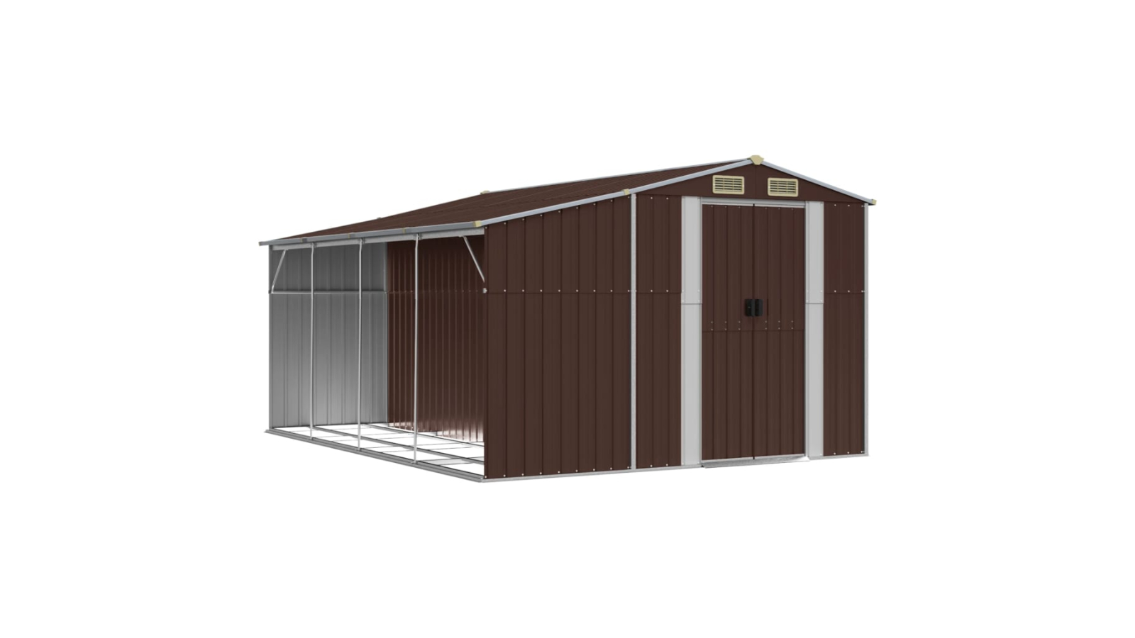 vidaXL Galvanised Steel 277 x 365.5 x 179 Garden Shed - Brown