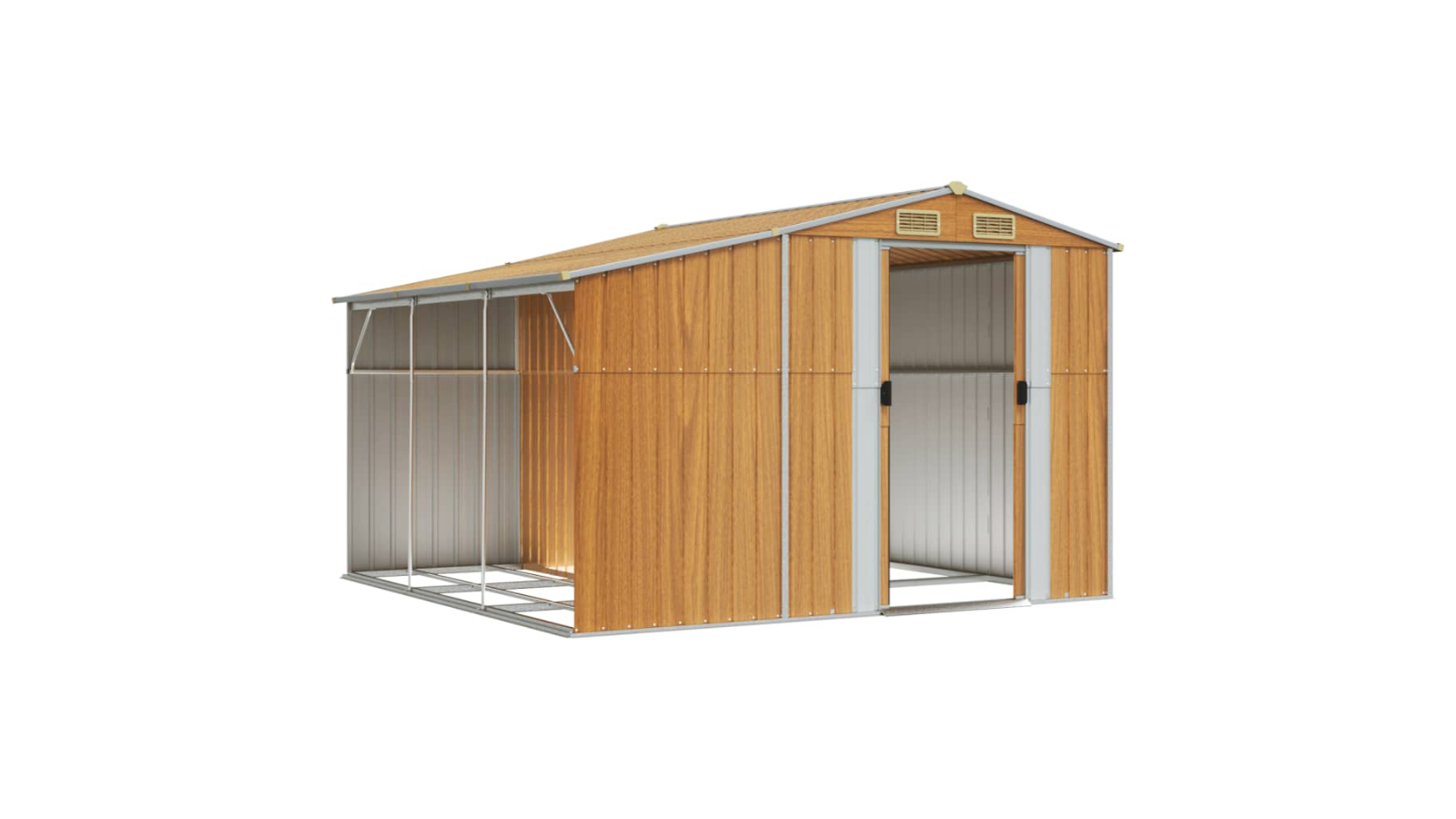 vidaXL Galvanised Steel 277 x 279 x 179cm Garden Shed - Light Brown