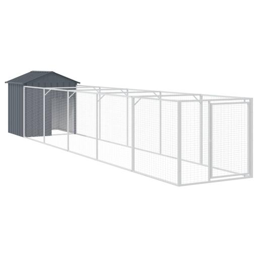 vidaXL Anthracite Galvanised Steel Dog House with Roof - 117 x 609 x 123cm