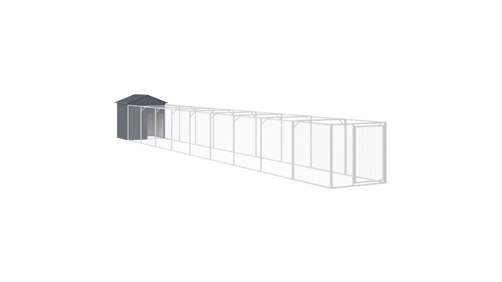 vidaXL Anthracite Galvanised Steel Dog House with Roof - 117 x 1017 x 123cm