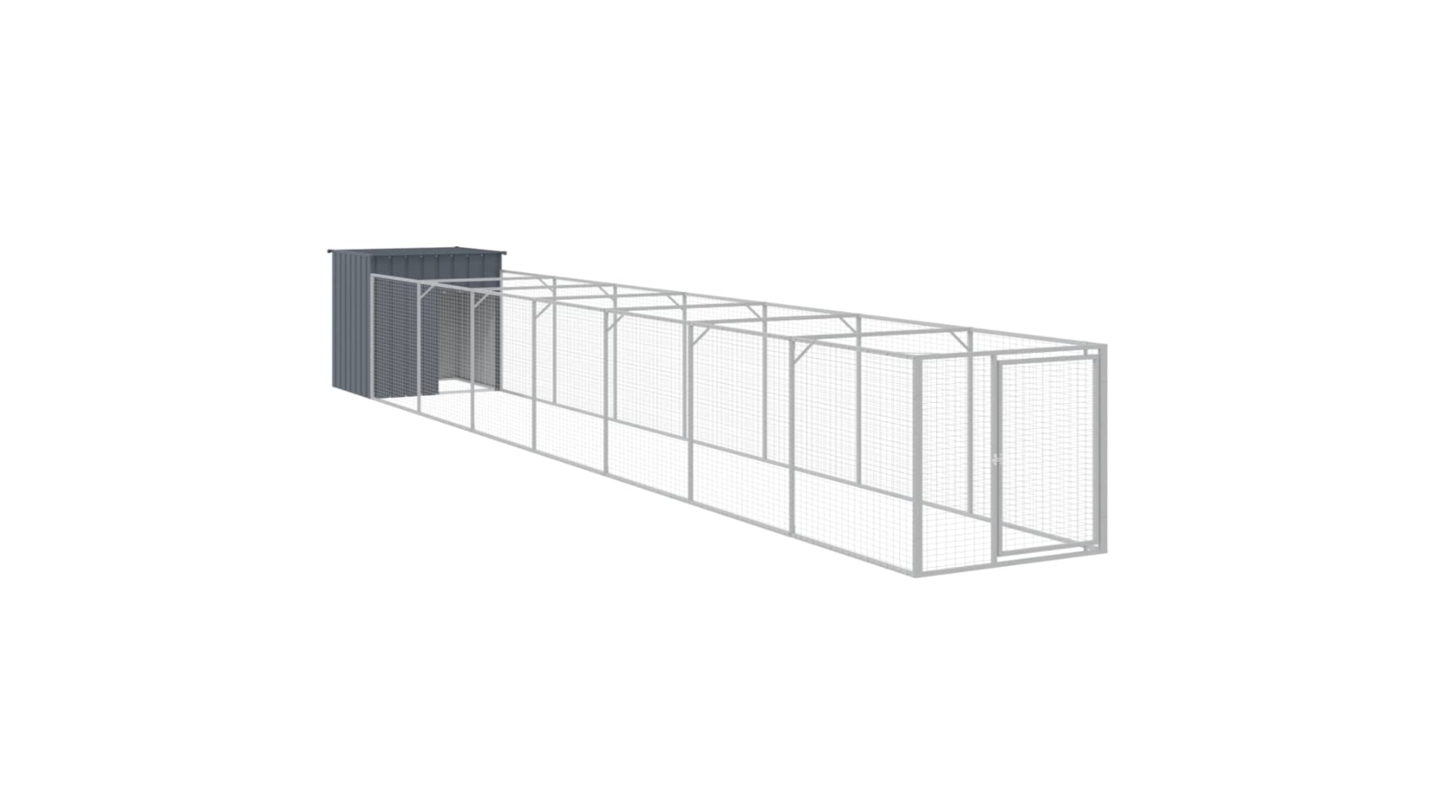 vidaXL Anthracite Galvanised Steel Dog House with Run - 110 x 813 x 110cm