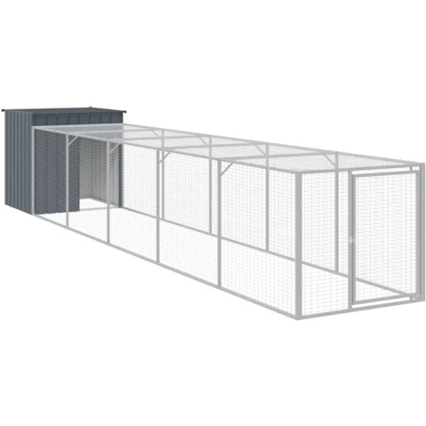 vidaXL Galvanised Steel 110 x 609 x 110cm Run Chicken Cage - Anthracite