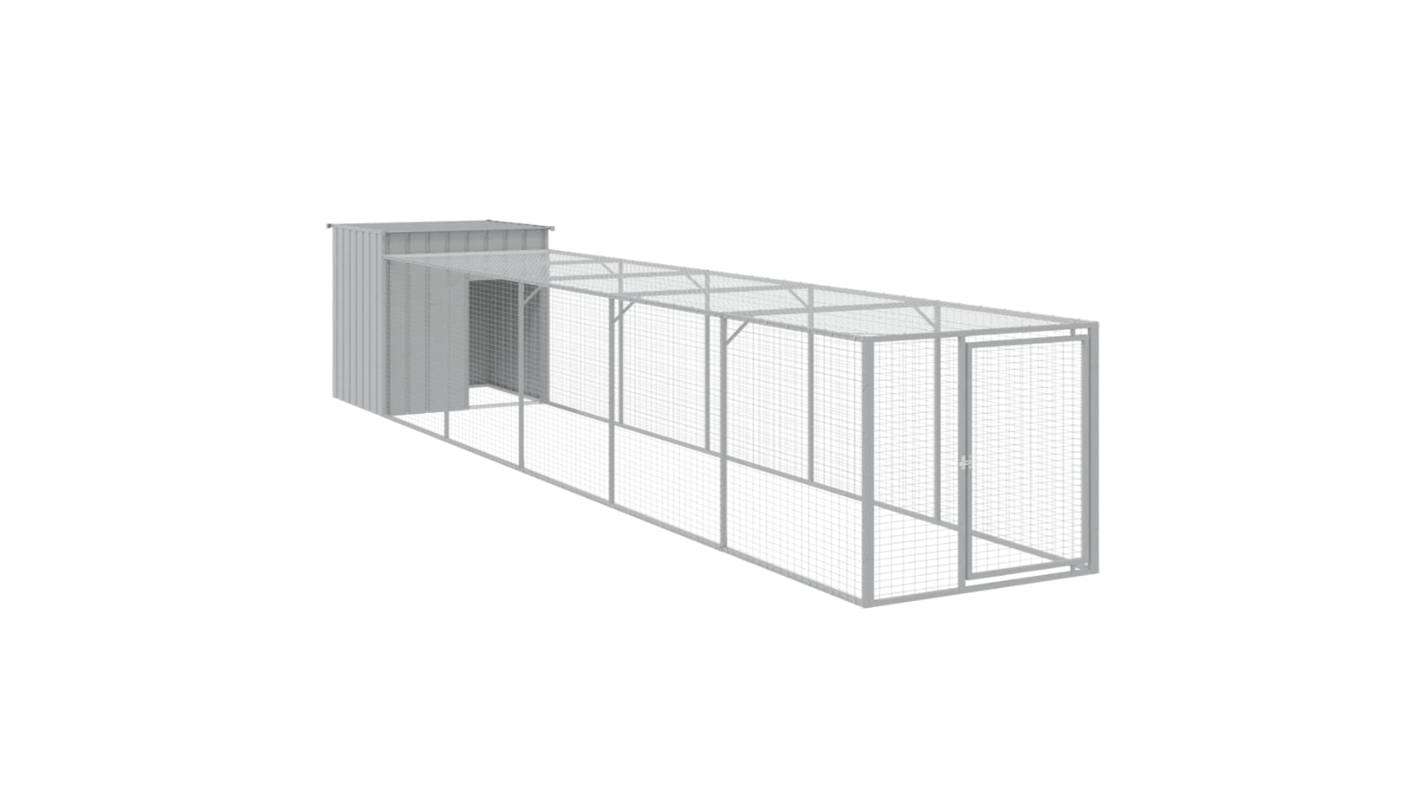 vidaXL Galvanised Steel 110 x 609 x 110cm Run Chicken Cage - Light Grey